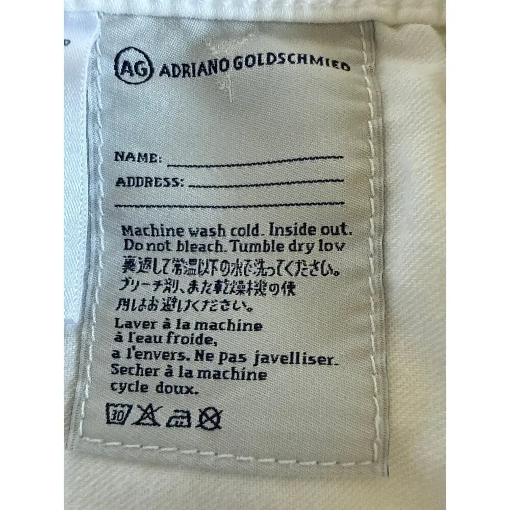 AG Adriano Goldschmied Men’s The Protégé Straight Leg White Jeans Sz 31x34  EUC